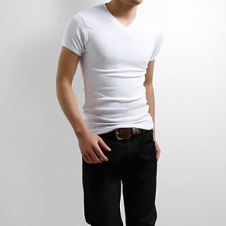 Mens Stylish Casual V Neck Short Sleeve Slim T Shirt