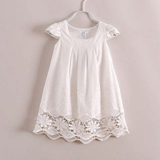 Girls Solid Color Lace Dress