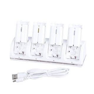 PEGA USB 4 Port Charging Station with 4 x Rechargeable Battery Packs (1800mAh) for Wii/Wii U Remotes