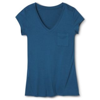 Merona Womens Short Sleeve Rayon Top   Influential Blue   XXL