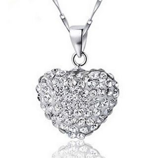 Europe Style Vintage Platina Womens Slivery Pendant Necklace With Rhinestone(1 Pc)(White,Red)
