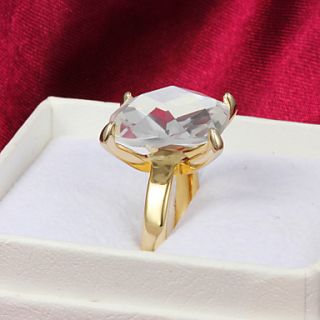 High Quality Delicate Gold Plated Clear Rhinestone Square Womens Ring