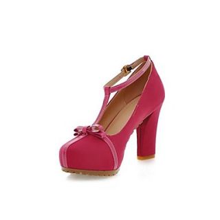Suede Womens Chunky Heel T strap Pumps/Heels with Bowknot Shoes(More Colors)