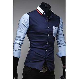 Mens Fashion Contrast Color Splicing Shirt