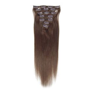 18Inch 7Pcs Remy Hair Clip In Straight Hair Extensions 70g More Dark Colors