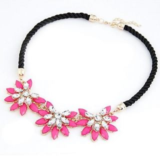 Ms. Leather Exaggerated Metal Flowers Full Diamond Necklace Short Paragraph Clavicle