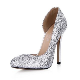 Sparkling Glitter Womens Stiletto Heel Round Toe Pumps/Heels