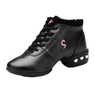 Womens Leather Upper Rivets Fitness Sneakers Modern Dance Shoes(More Colors)