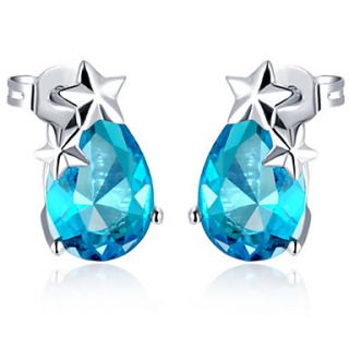 Gorgeous Silver Plated With Cubic Zirconia Stars Womens Earrings(More Colors)