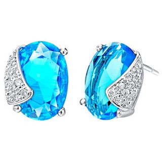 Gorgeous Silver Plated With Cubic Zirconia Oval Womens Earrings(More Colors)