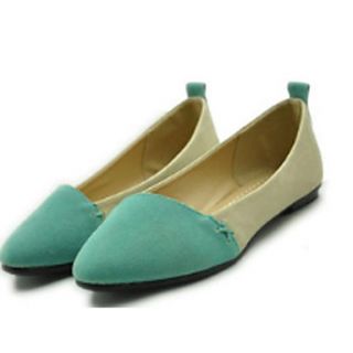 Hushan Womens Casual Faux PU Leather Comfort Flat Shoes(Green)
