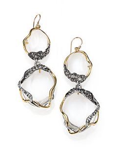 Alexis Bittar Sparkle Framed Lucite Drop Earrings   Gold Clear