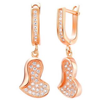 Beautiful Gold Or Silver Plated With Cubic Zirconia Heart Drop Womens Earrings(More Colors)