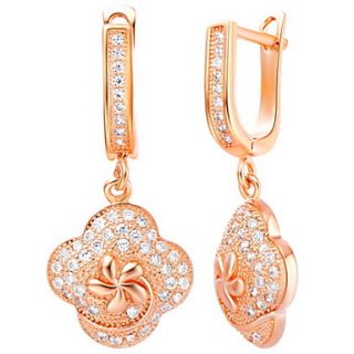 Amazing Gold Or Silver Plated With Cubic Zirconia Flower Womens Earrings(More Colors)