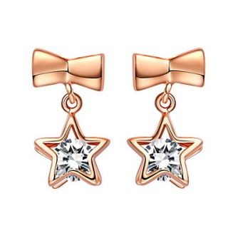 Elegant Gold Or Silver Plated With Clear Cubic Zirconia Star Womens Earrings(More Colors)
