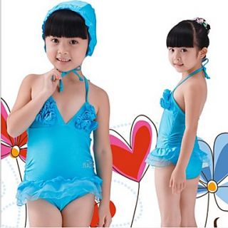 Girls Vivid Color Heart Shape Swimwear