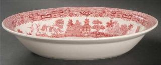 Johnson Brothers Willow Pink/Red 10 Oval Vegetable Bowl, Fine China Dinnerware