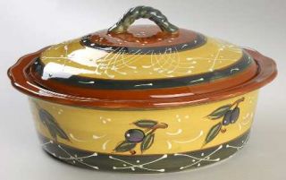 French Olives 2.5 Qt Round Covered Casserole, Fine China Dinnerware   Stephanie