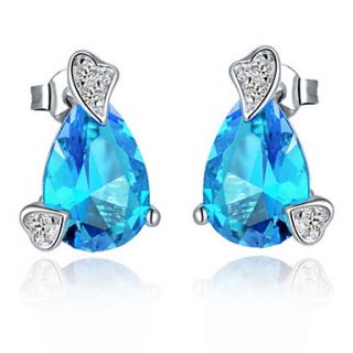 Gorgeous Silver Plated With Cubic Zirconia Hearts Womens Earrings(More Colors)