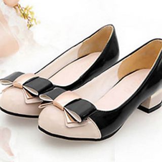 Hushan Womens Stylish Bow Decorate Mid Heel Shoes(Black)
