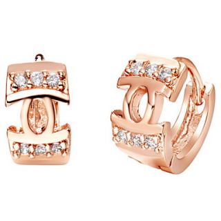 Stylish Gold Or Silver Plated With Cubic Zirconia Hollow Womens Earrings(More Colors)