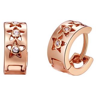 Stylish Gold Or Silver Plated With Cubic Zirconia Star Cut Womens Earrings(More Colors)