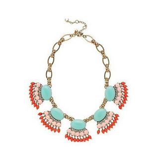 Womens New Style Fan Shaped Shell Natural Stone Drilling Bib Necklace