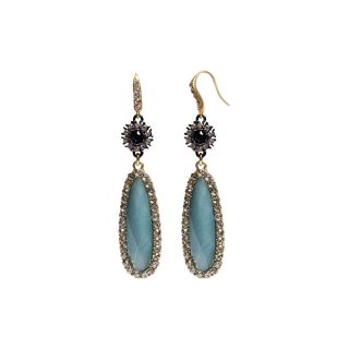 ZOË + SYD Color Treated Blue Jade & Crystal Oval Drop Earrings, Womens