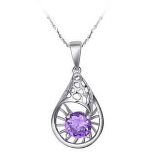 Graceful Water Drop Womens Slivery Alloy Necklace(1 Pc)(Purple,White)