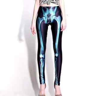 Elonbo Blue X ray Skeleton Bone Style Digital Painting High Women Free Size Waisted Stretchy Tight Leggings