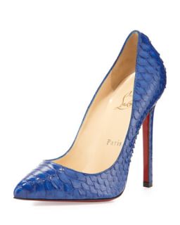 Pigalle Python Point Toe Red Sole Pump, Blue   Christian Louboutin