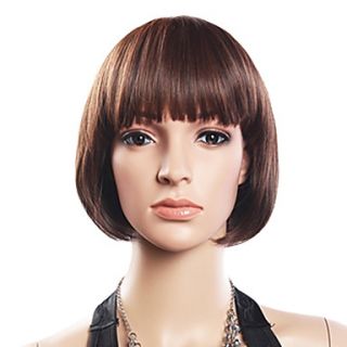 20% Human Hair 80% Synthetic Heat resistant Fiber Hair Full Bang Straight Short Wig