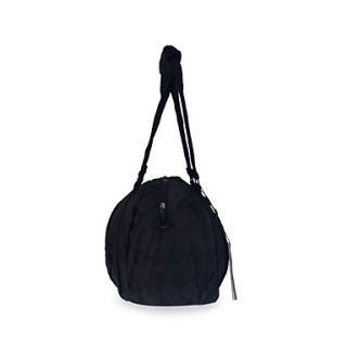 Outdoor Plaid Nylon Shoulder Bag   Black