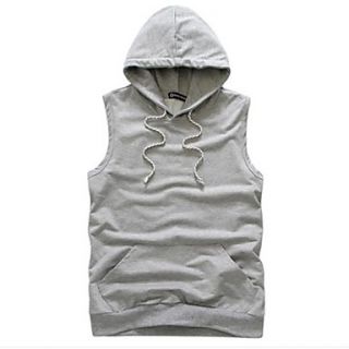 Mens Hoodie Casual Sleeveless Pure Color T shirt