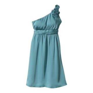 TEVOLIO Womens Plus Size Satin One Shoulder Rosette Dress   Blue Ocean   28W
