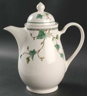 Noritake Ivy Lane Tea/Coffee Pot & Lid, Fine China Dinnerware   Keltcraft, Green