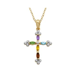 Bridge Jewelry Multi Gemstone Cross Necklace