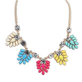 European and America Color Block Flowers Beaded Party Statement Necklace (More Color) (1 pc)