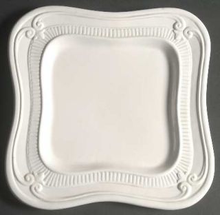 The Cellar Clr23 Square Dinner Plate, Fine China Dinnerware   All White,Embossed