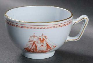 Spode Trade Winds Red Canton Shape Footed Cup, Fine China Dinnerware   Red Bands