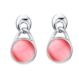 Elegant Silver Plated Silver With Opal Round Womens Earring(More Colors)