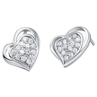 Sweet Silver Plated Silver With Cubic Zirconia Heart Shape Womens Earring