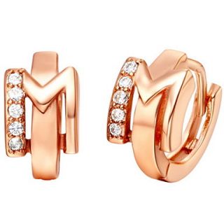 Special Silver And Gold Plated With Cubic Zirconia Letter M Womens Earring(More Colors)