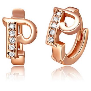 Special Silver And Gold Plated With Cubic Zirconia Letter P Womens Earring(More Colors)