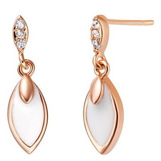 European Silver And Gold Plated With Cubic Zircon White Leaf Drop Womens Earring(More Colors)