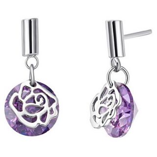 Elegant Silver Plated With Cubic Zirconia Flower Hollow Womens Earring(More Colors)