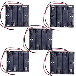 4 x AA Battery Case Holder with Leads for Arduino   Black (5Packs)