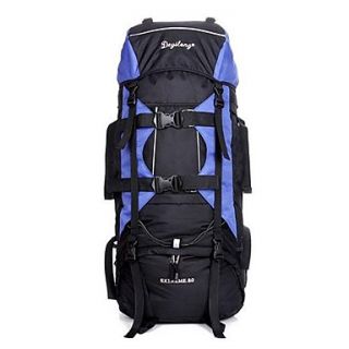 Outdoors Nylon Blue Black 80L Large Space Multifunction Waterproof Wearproof Professional Camping Backpack