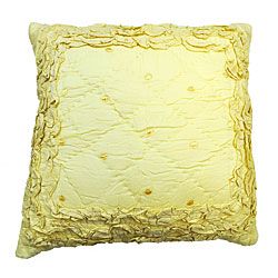 Pretty Yellow Ruffled Pillow (YellowCover closure TiesEdging Knife edgePillow shape Square Dimensions 16 inches wide x 16 inches longCover CottonFill PolyesterCare instructions Machine wash separately The digital images we display have the most acc