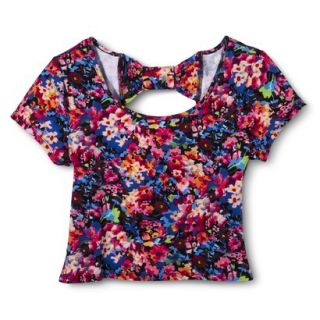 Xhilaration Juniors Bow Back Cropped Tee   Scattered Floral M(7 9)